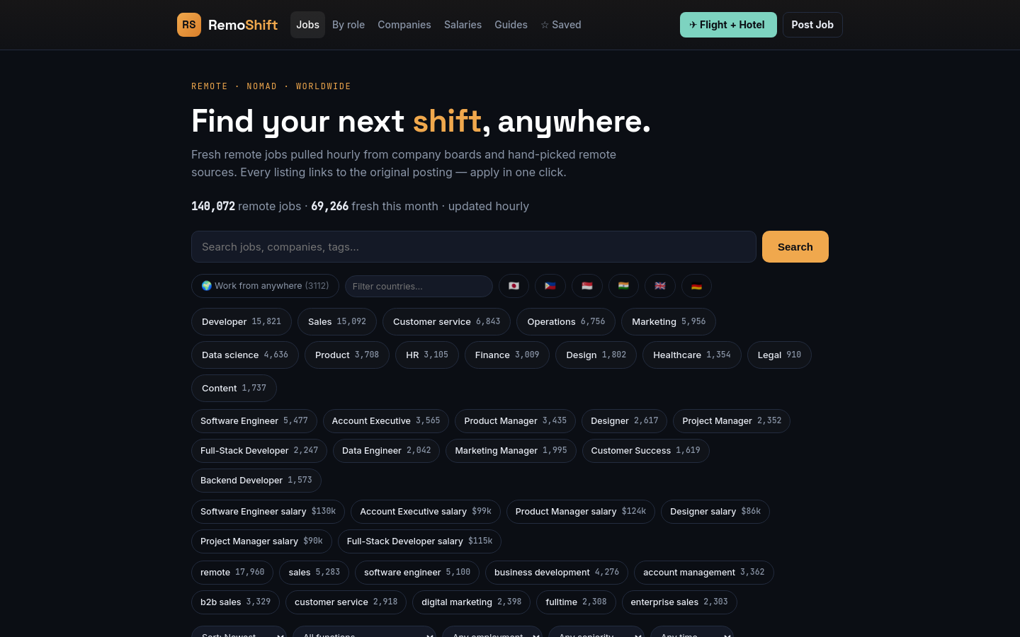 RemoShift website screenshot
